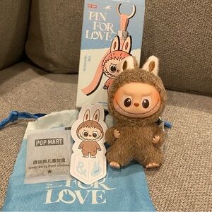 New Labubu Pin for Love & Initial Tan Beige Labubu